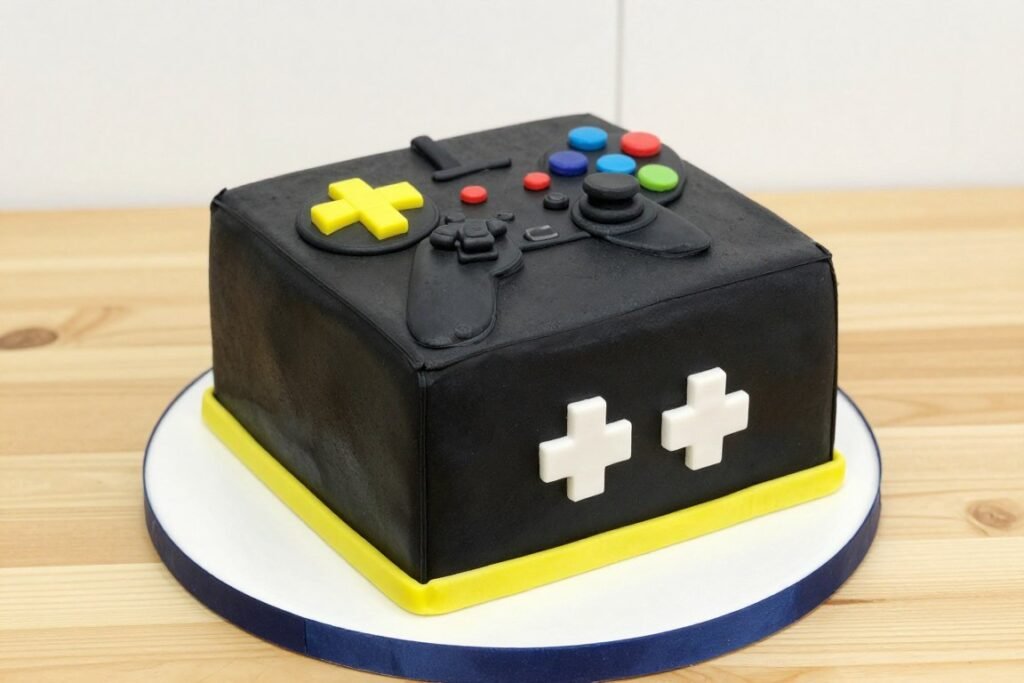 square birthday cake with video game controller design square birthday cake with video game controller design