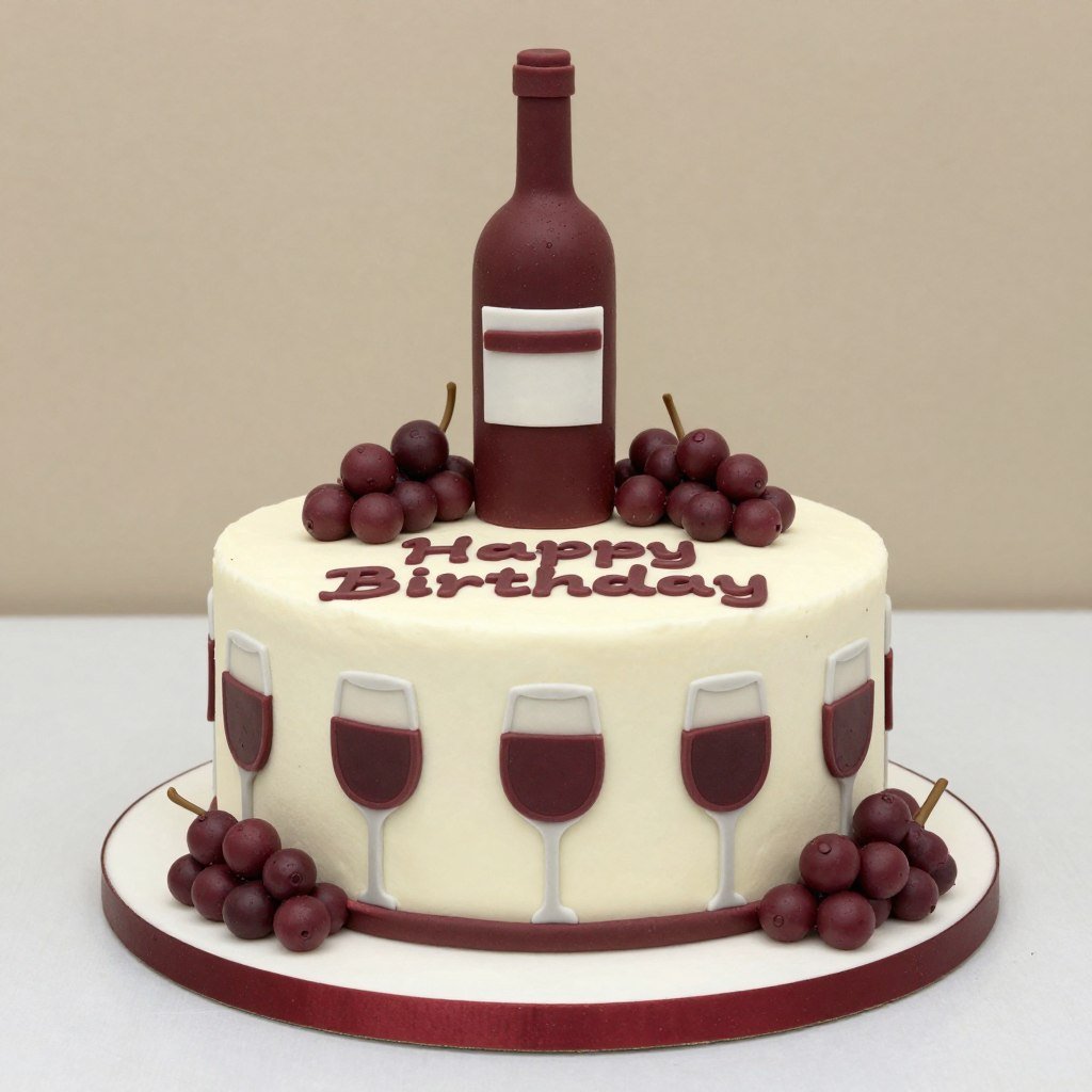 square birthday cake with wine theme for adult square birthday cake with wine theme for adult