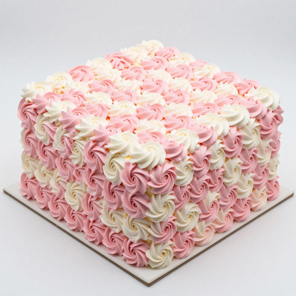 square cake with textured rosette pattern square cake with textured rosette pattern