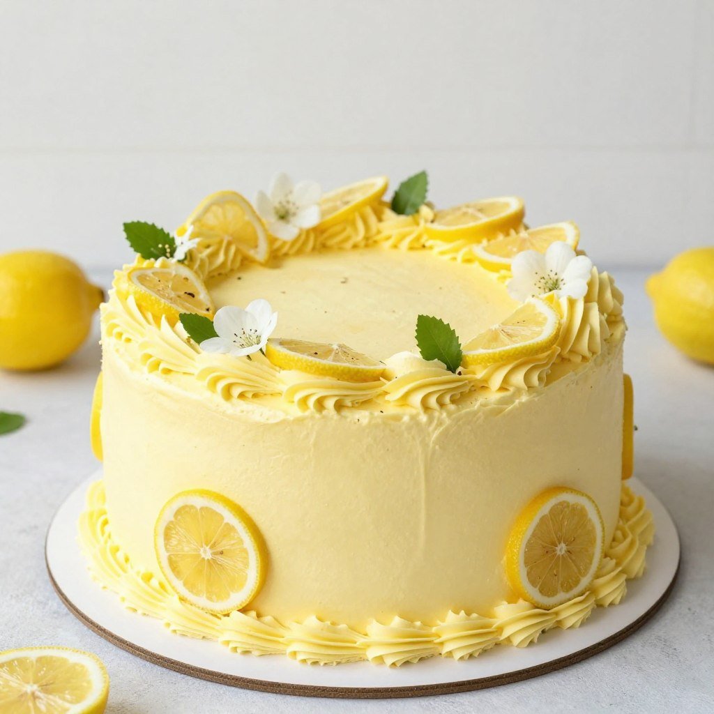 square lemon cake with citrus decoration square lemon cake with citrus decoration