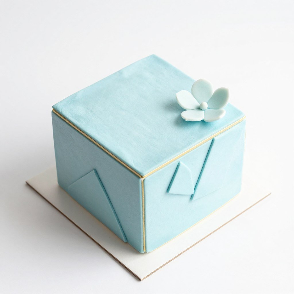 square pastel blue cake with geometric design square pastel blue cake with geometric design