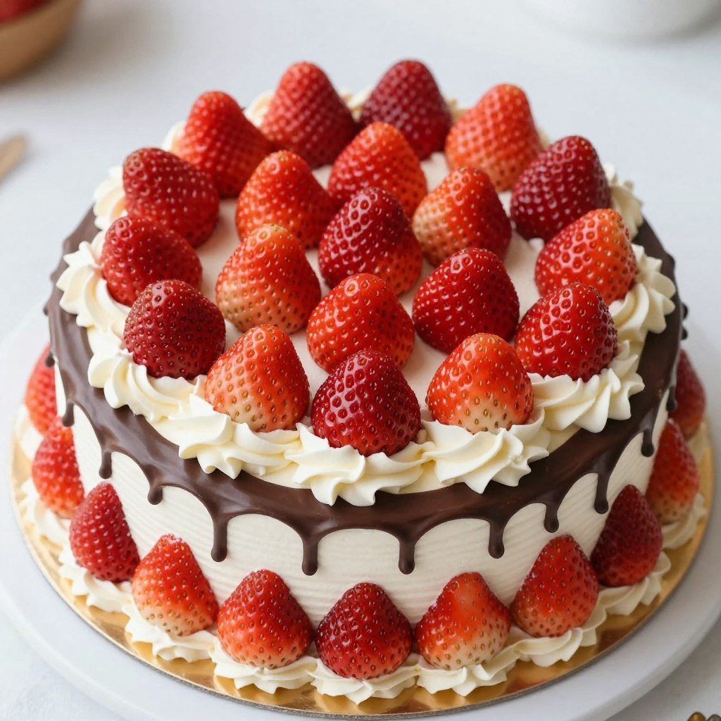 strawberry decorated coquette red cake strawberry decorated coquette red cake