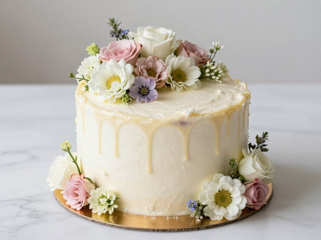 sugar-free birthday cake with natural sweeteners and decoration