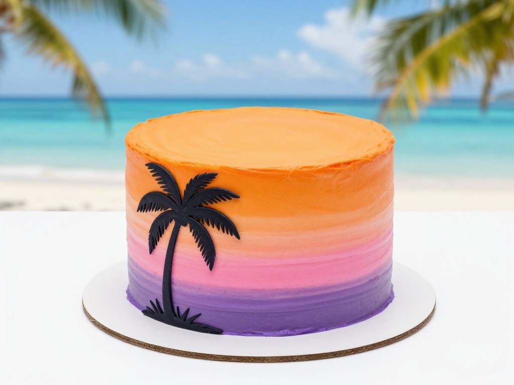 sunset ombre tropical birthday cake gradient colors