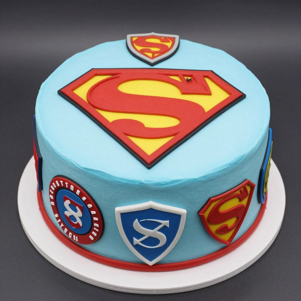 superhero logo birthday cake for boys party superhero logo birthday cake for boys party