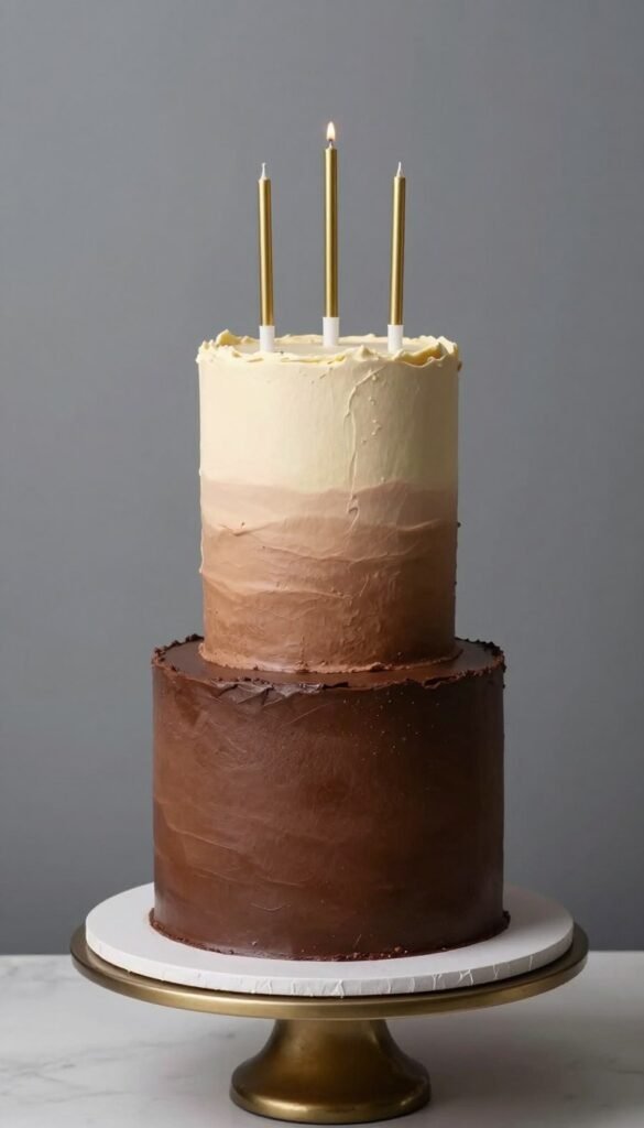 tall chocolate ombré cake with gradient frosting