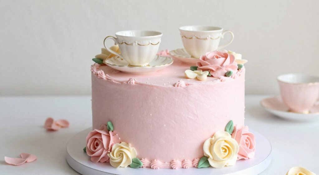 tea party themed coquette pink cake