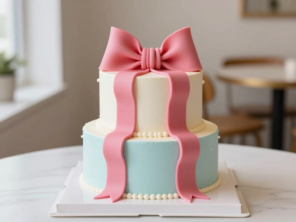teen birthday aesthetic bow cake