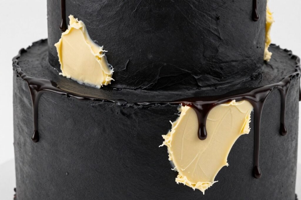 textured black cake surface details textured black cake surface details