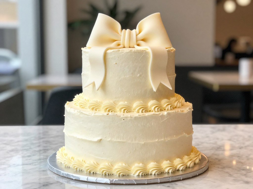 textured buttercream bow cake NYC style