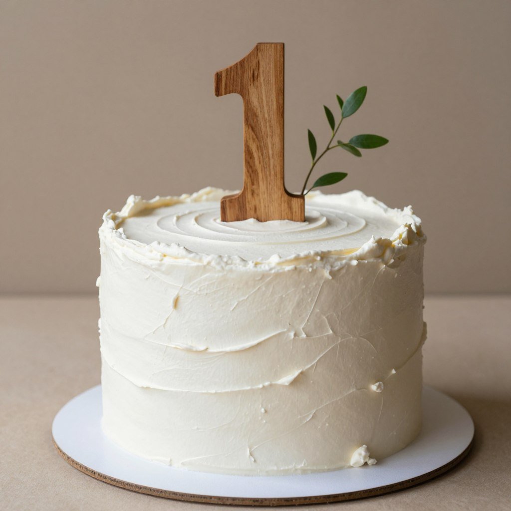 textured buttercream cake with rustic appeal for first birthday