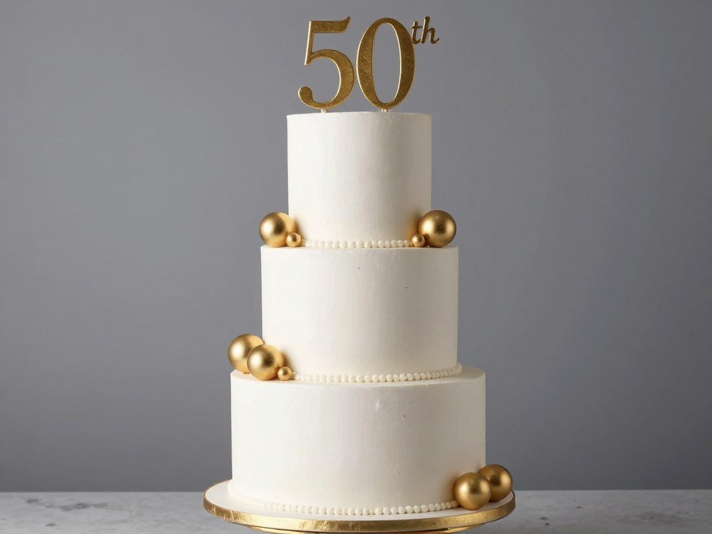 three tier elegant 50th birthday cake