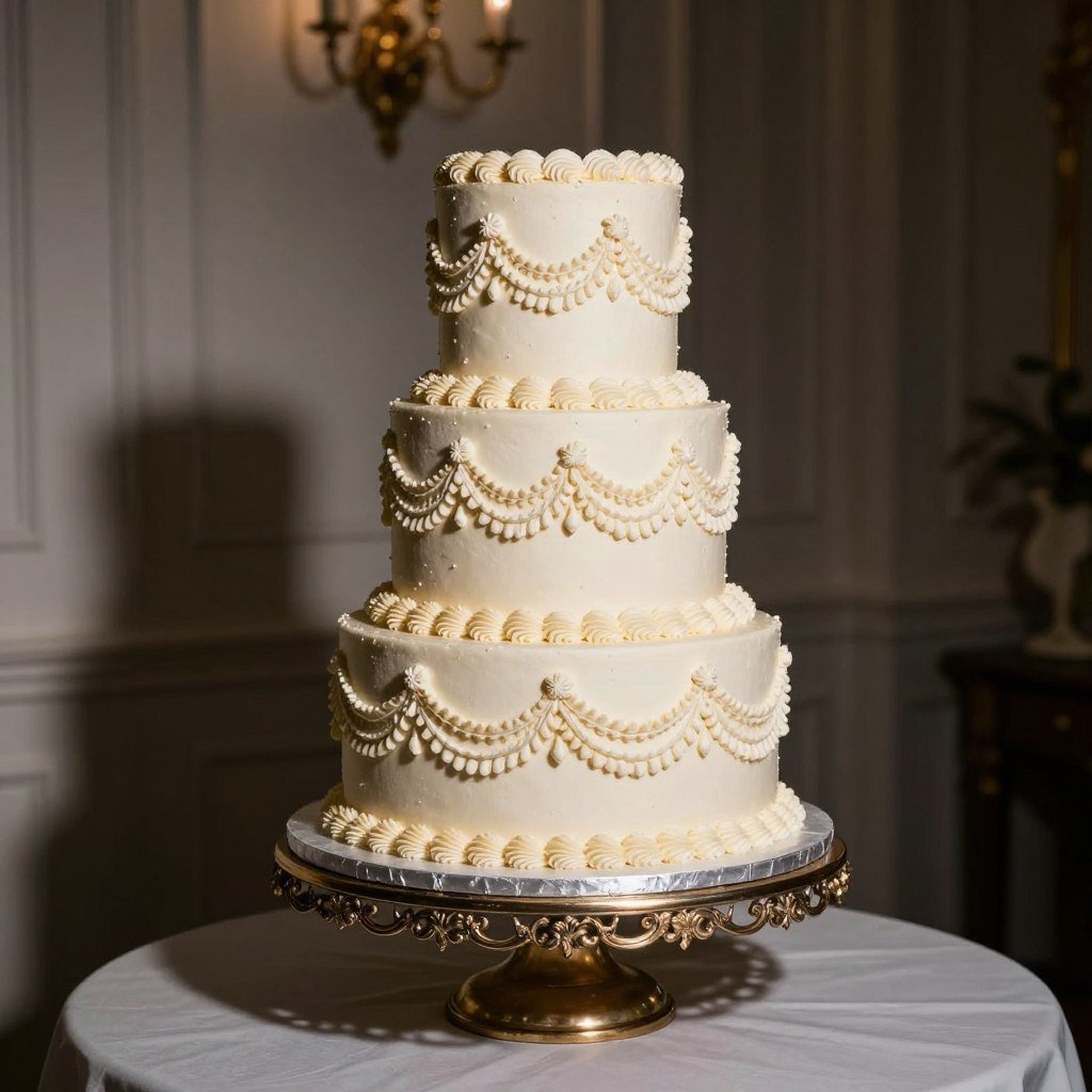 tiered vintage birthday cake display