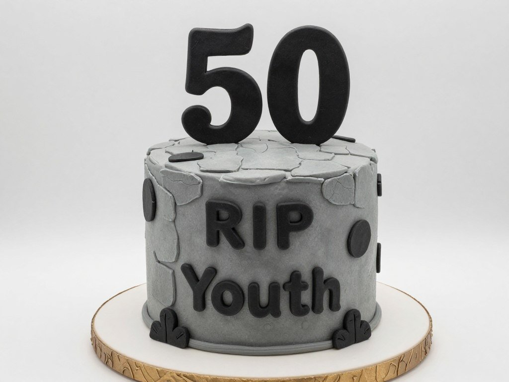 tombstone shaped funny 50th birthday cake
