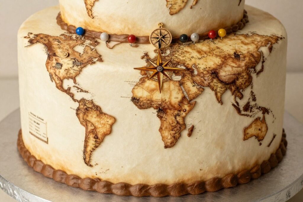 travel map birthday cake
