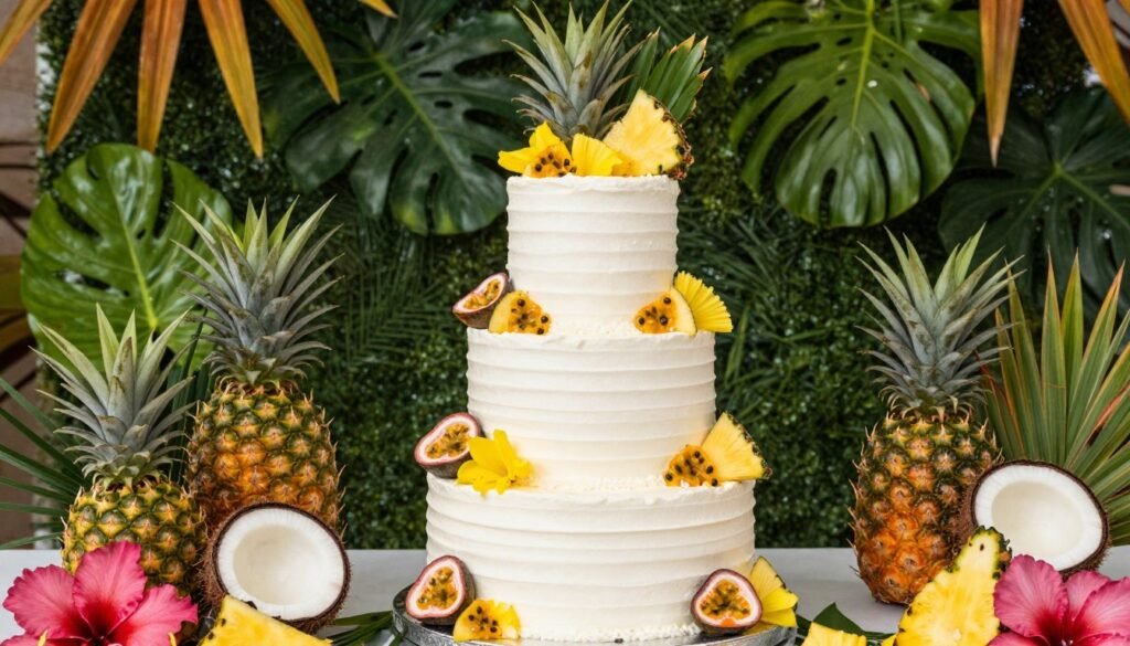 tropical fruit decorated birthday cake exotic celebration