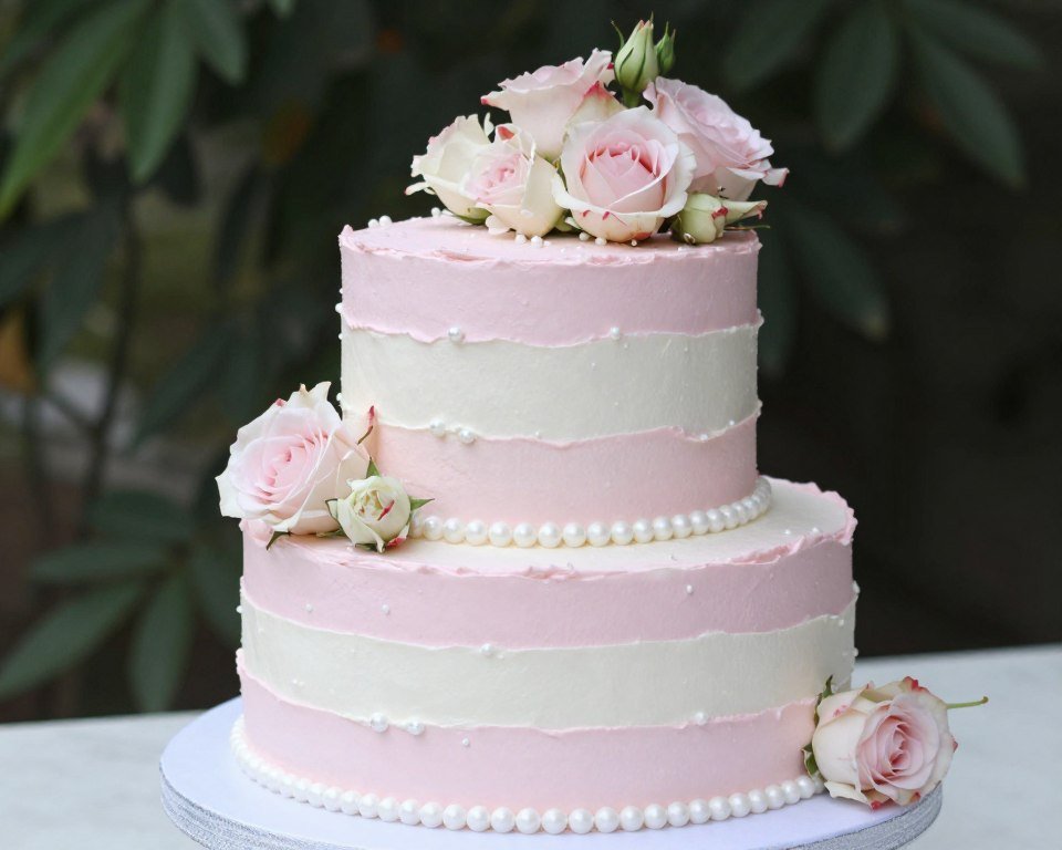 two-tier pink white birthday cake elegant two-tier pink white birthday cake elegant