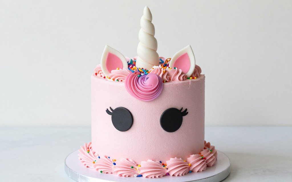 unicorn-themed pink sprinkle birthday cake unicorn-themed pink sprinkle birthday cake