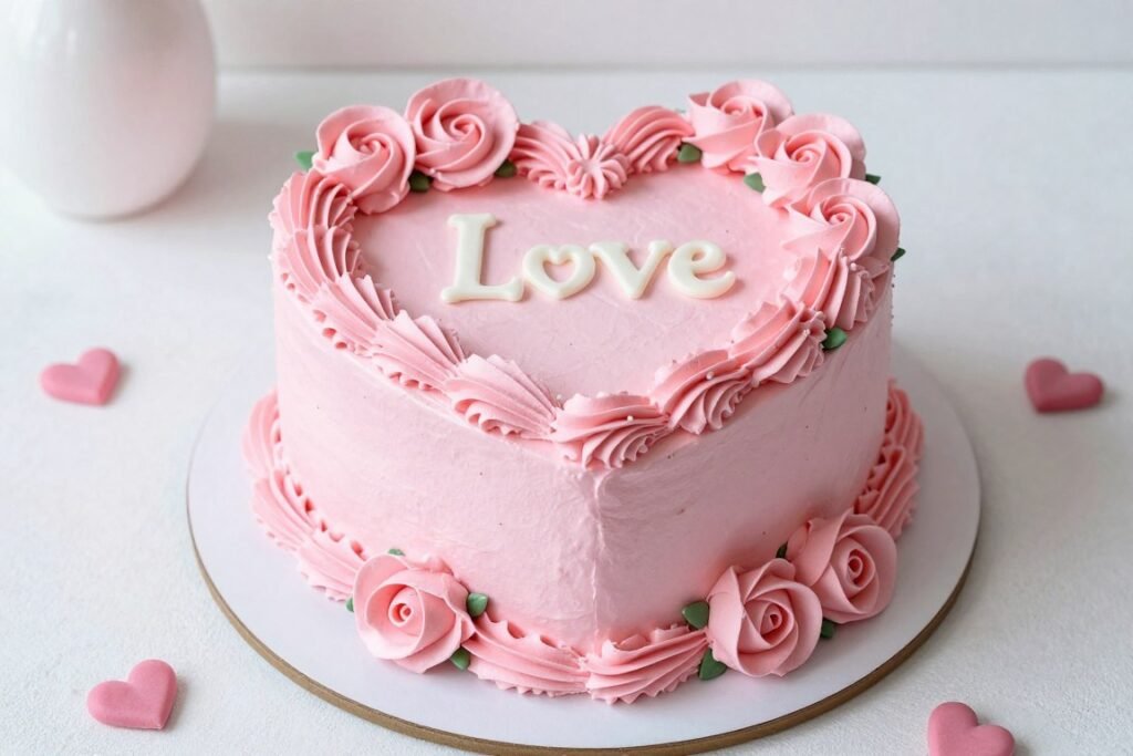 valentine day coquette pink heart cake