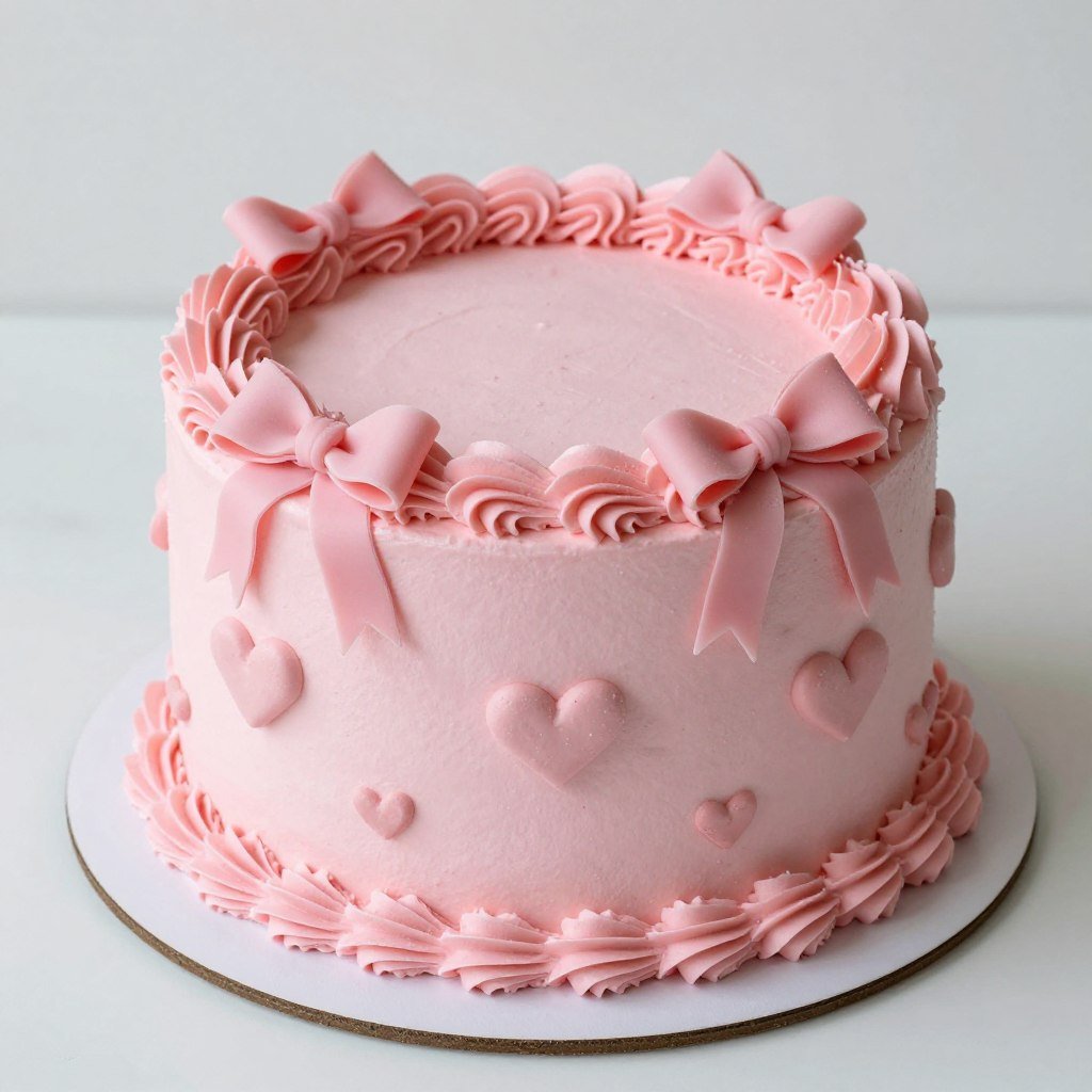 vanilla cake with pink buttercream coquette style vanilla cake with pink buttercream coquette style