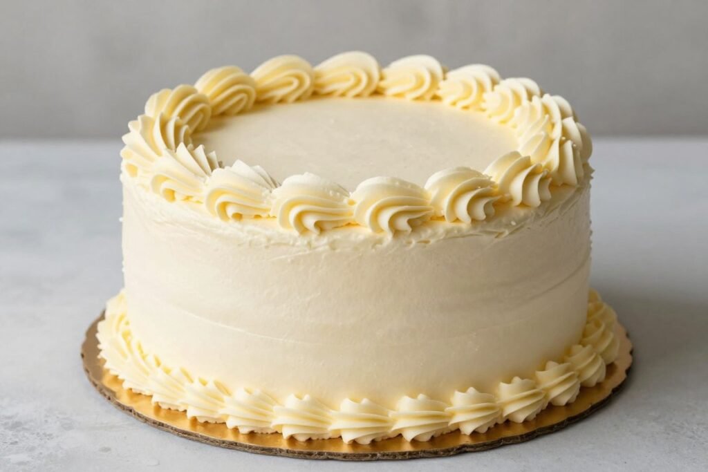 vanilla vintage birthday cake with buttercream