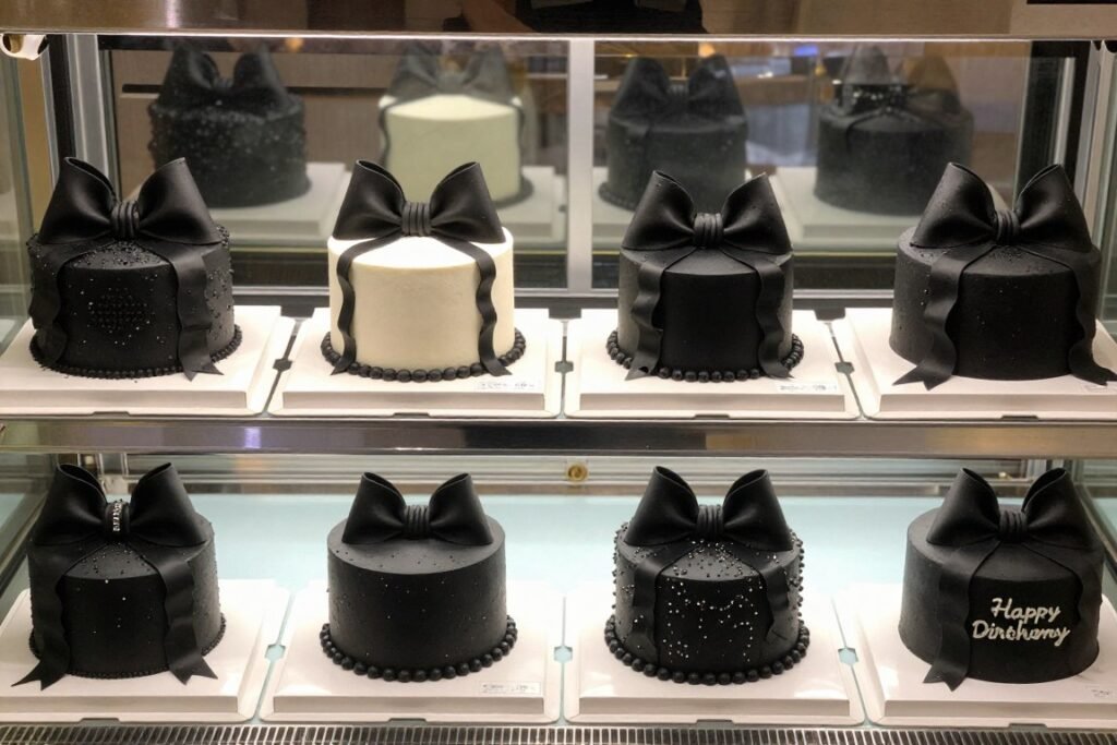 variety of coquette cakes with black elements variety of coquette cakes with black elements