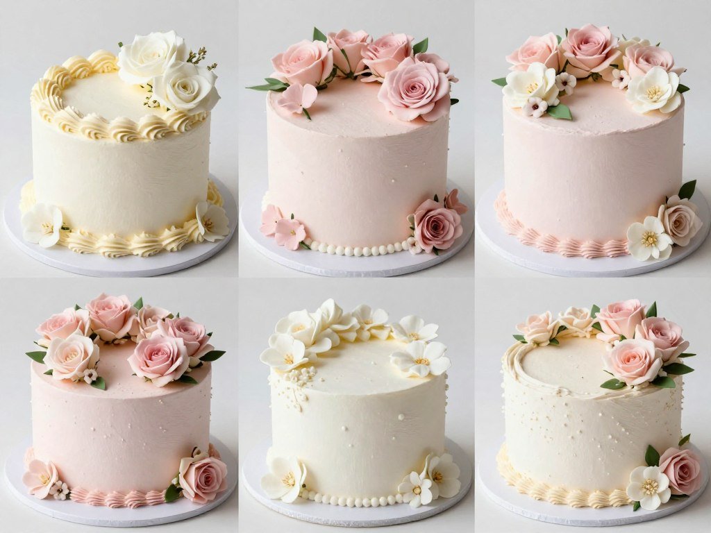 variety of floral birthday cake styles