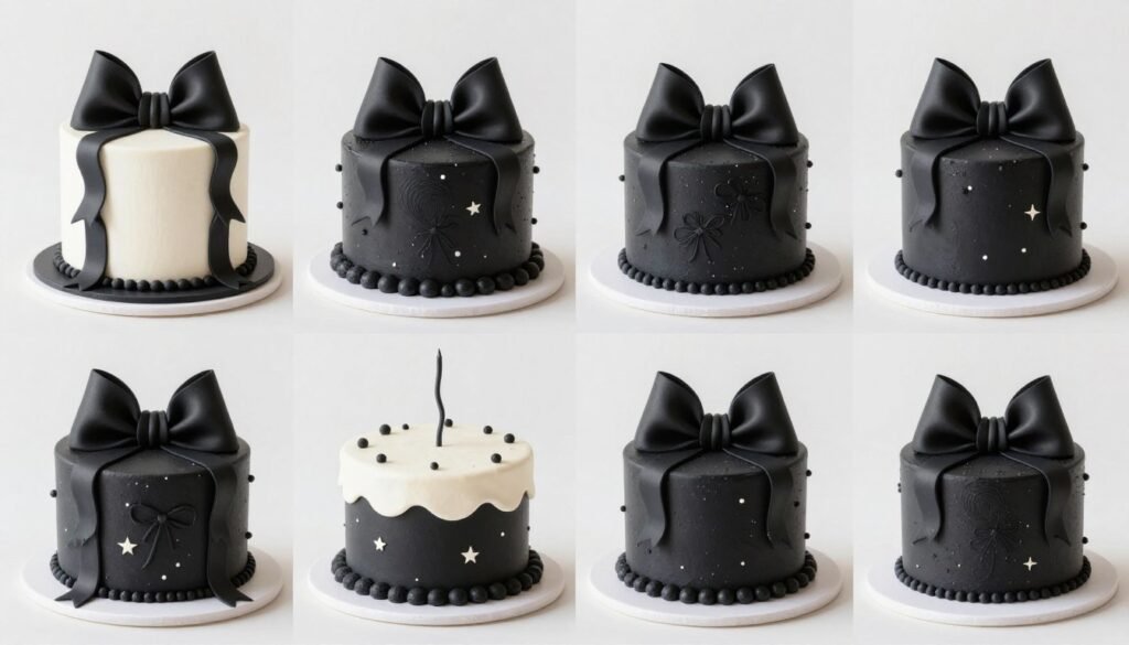 various coquette aesthetic cake designs in black theme various coquette aesthetic cake designs in black theme