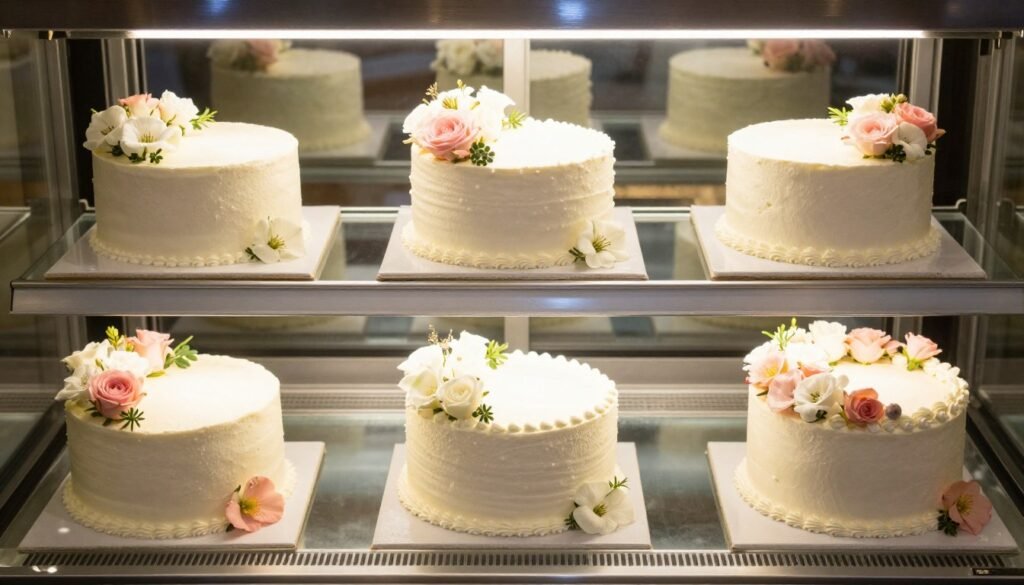 various fresh flower arrangements on birthday cakes