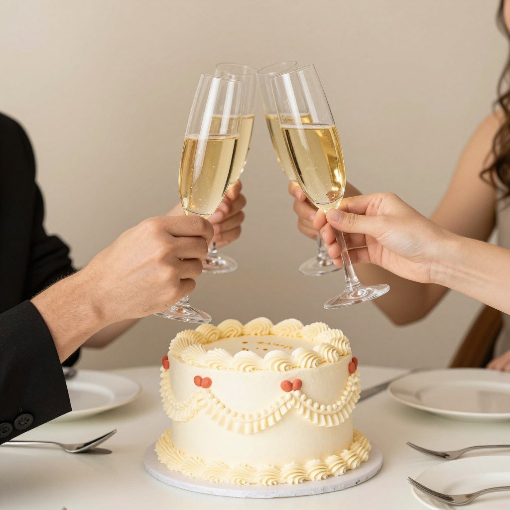vintage birthday toast with cake