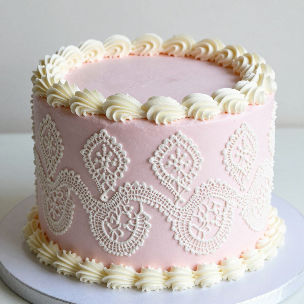 vintage cake design with lace patterns