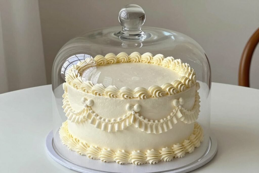 vintage cake in protective dome