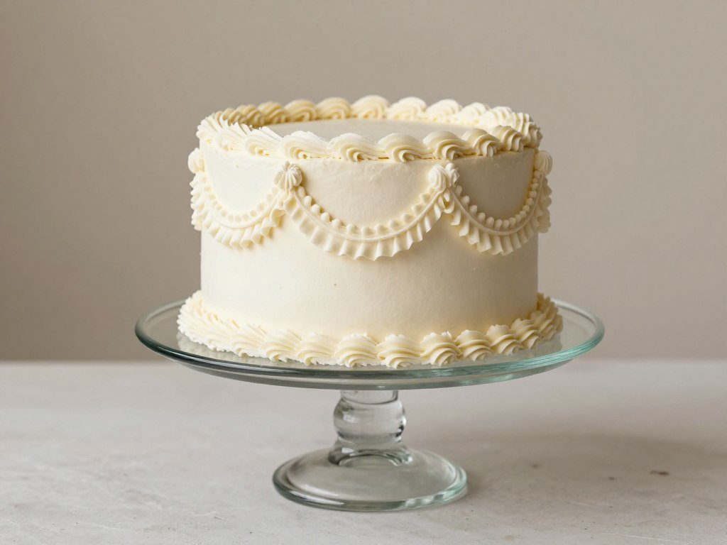 vintage cake on antique glass stand