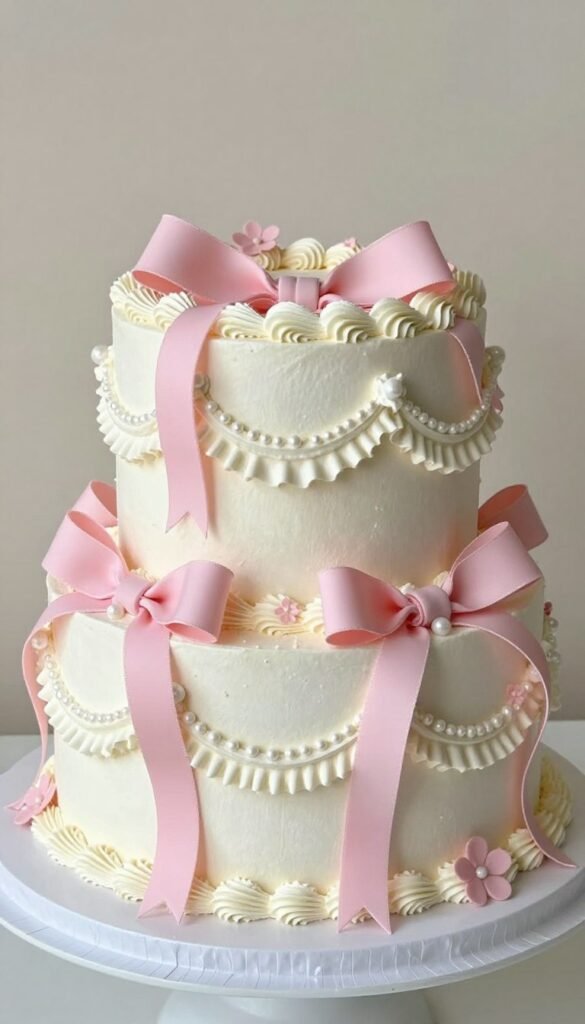 vintage coquette bow cake
