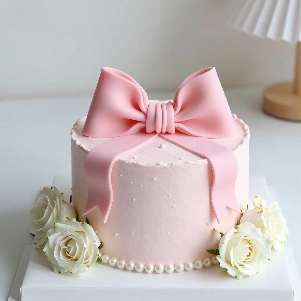 vintage coquette cake with bow details