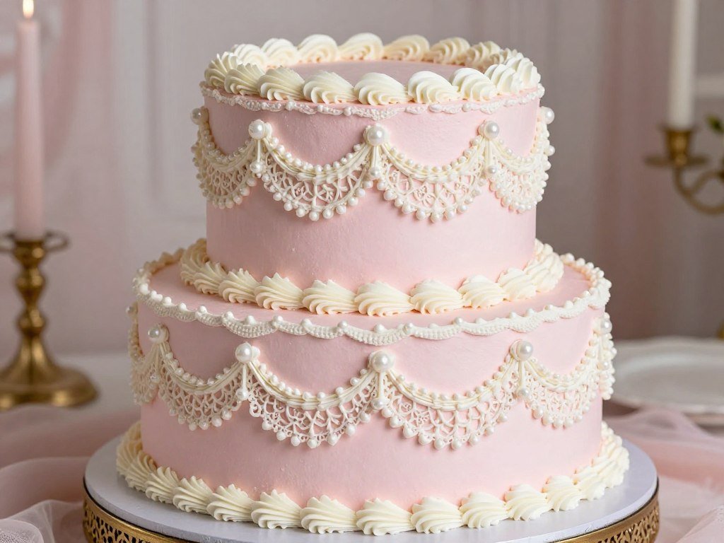 vintage coquette cake with lace details
