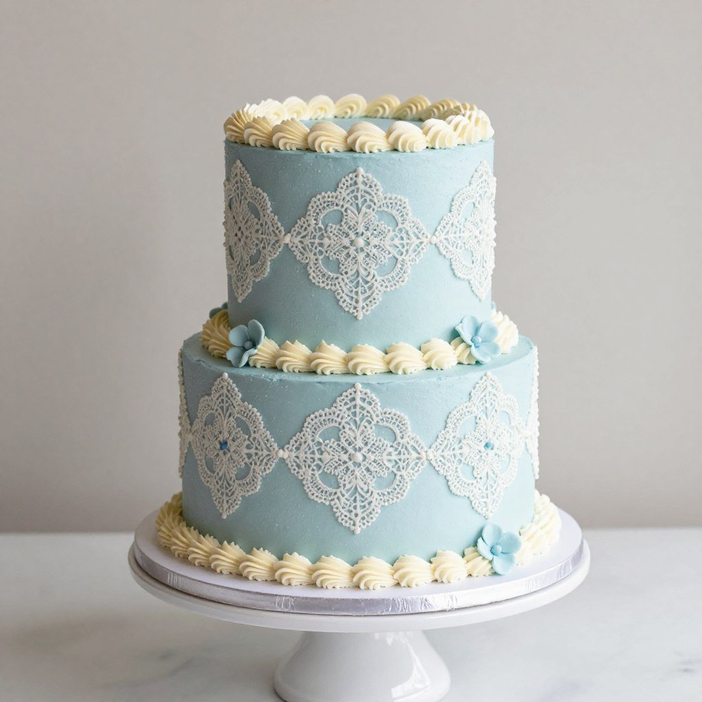 vintage inspired blue cake design with lace patterns vintage inspired blue cake design with lace patterns