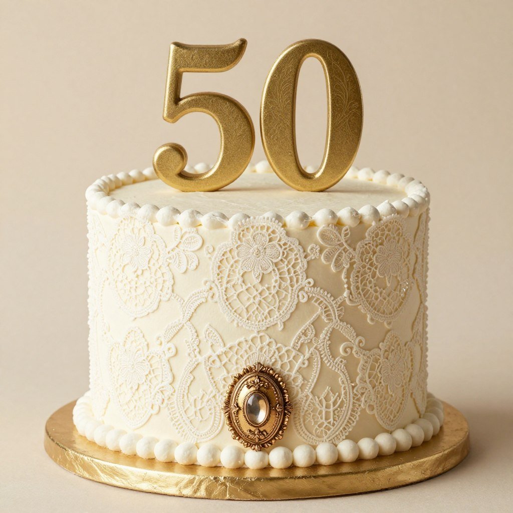 vintage lace pattern birthday cake