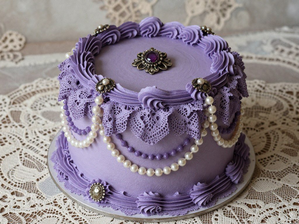 vintage purple coquette cake with lace patterns and pearl details vintage purple coquette cake with lace patterns and pearl details