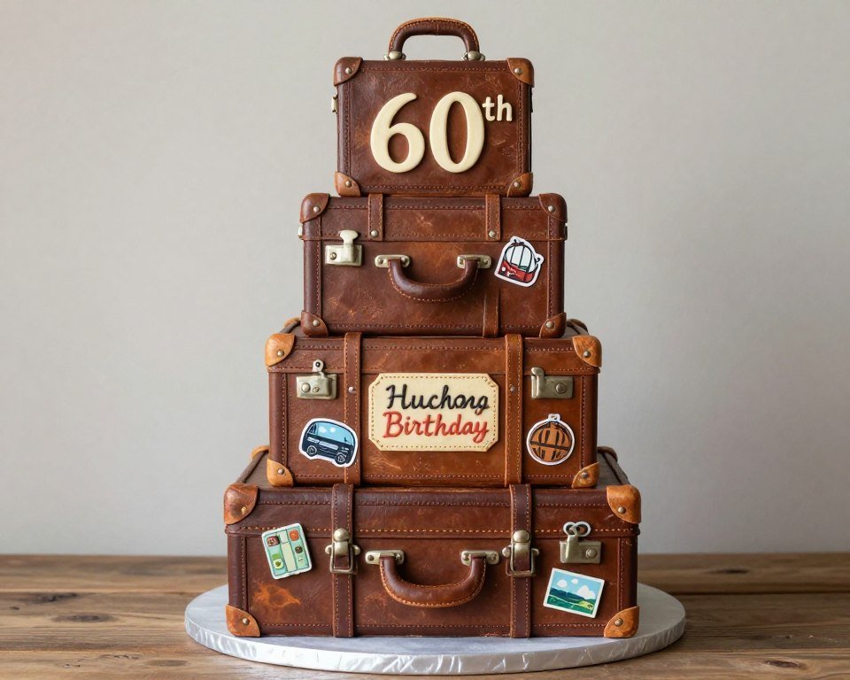 vintage suitcase stacked cake for travel enthusiast