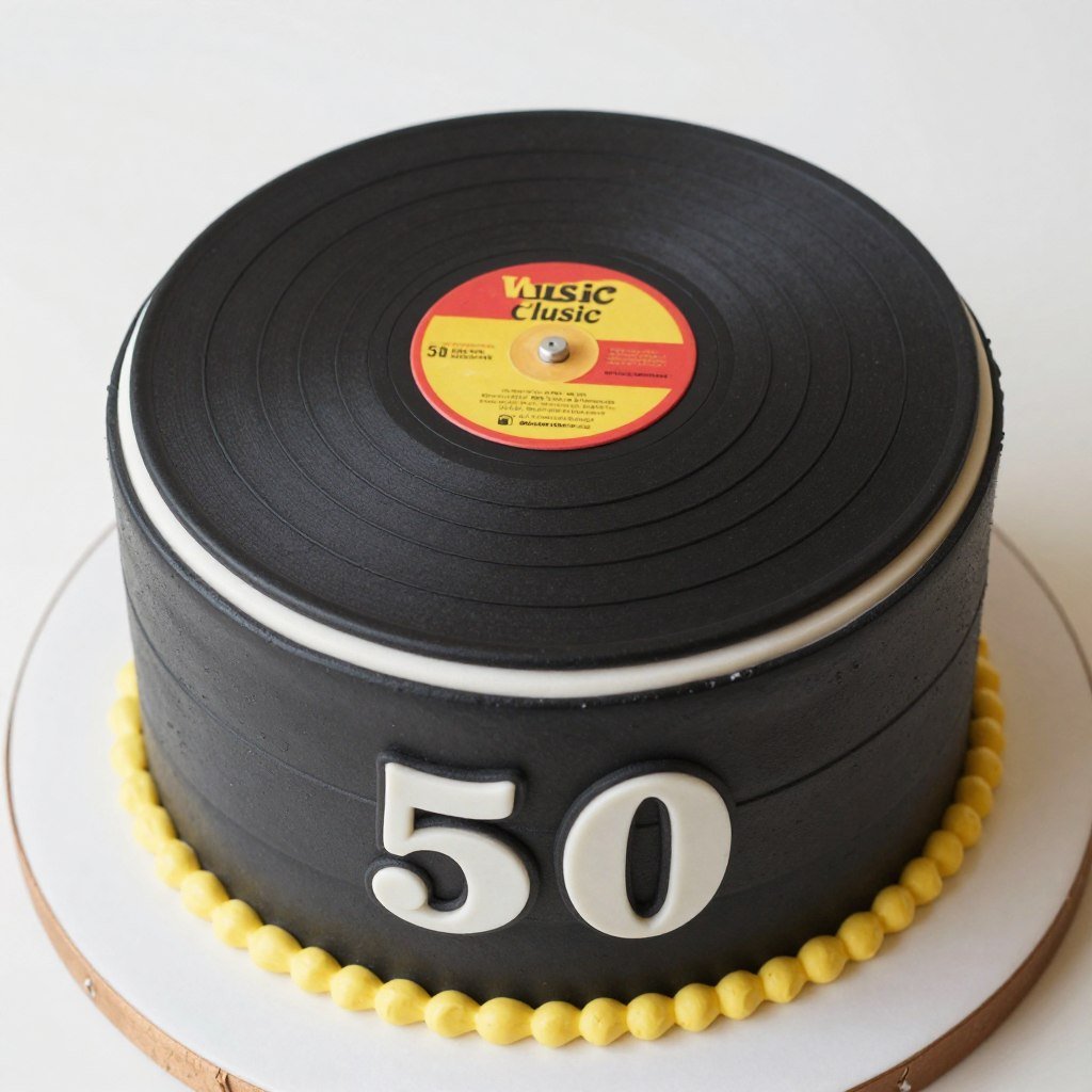 vinyl record themed birthday cake for music lover