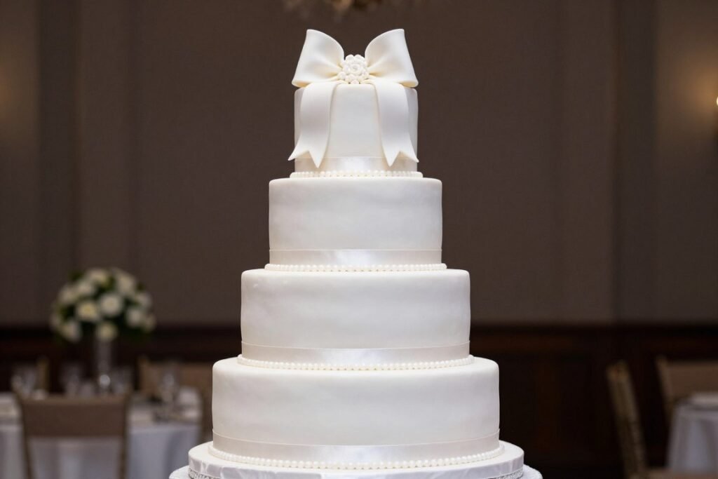 wedding cake with bow details