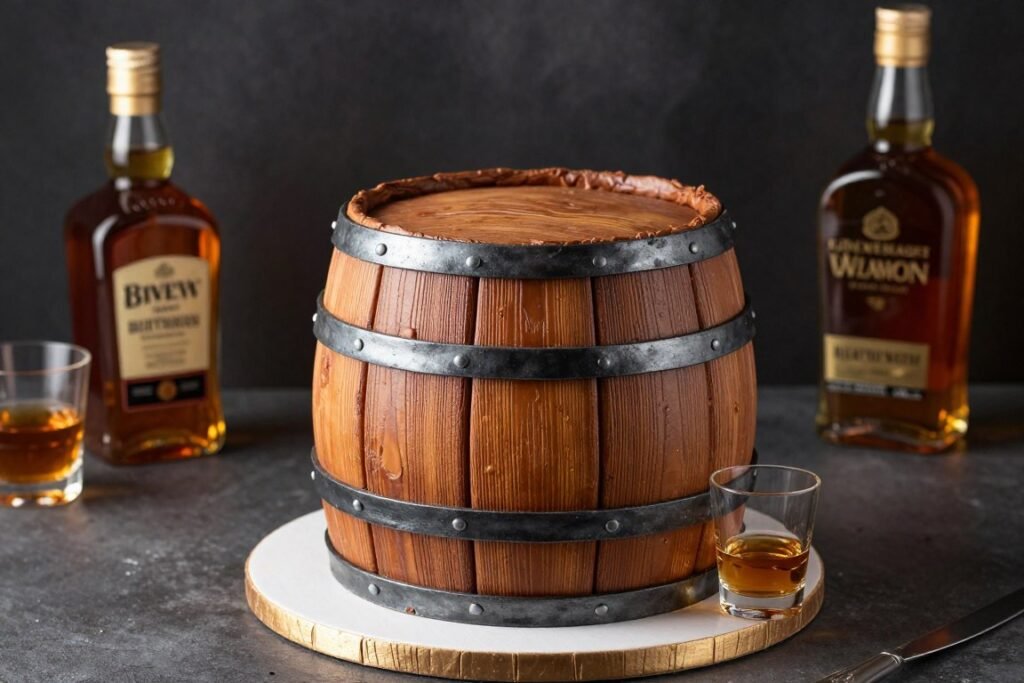 whiskey barrel birthday cake design
