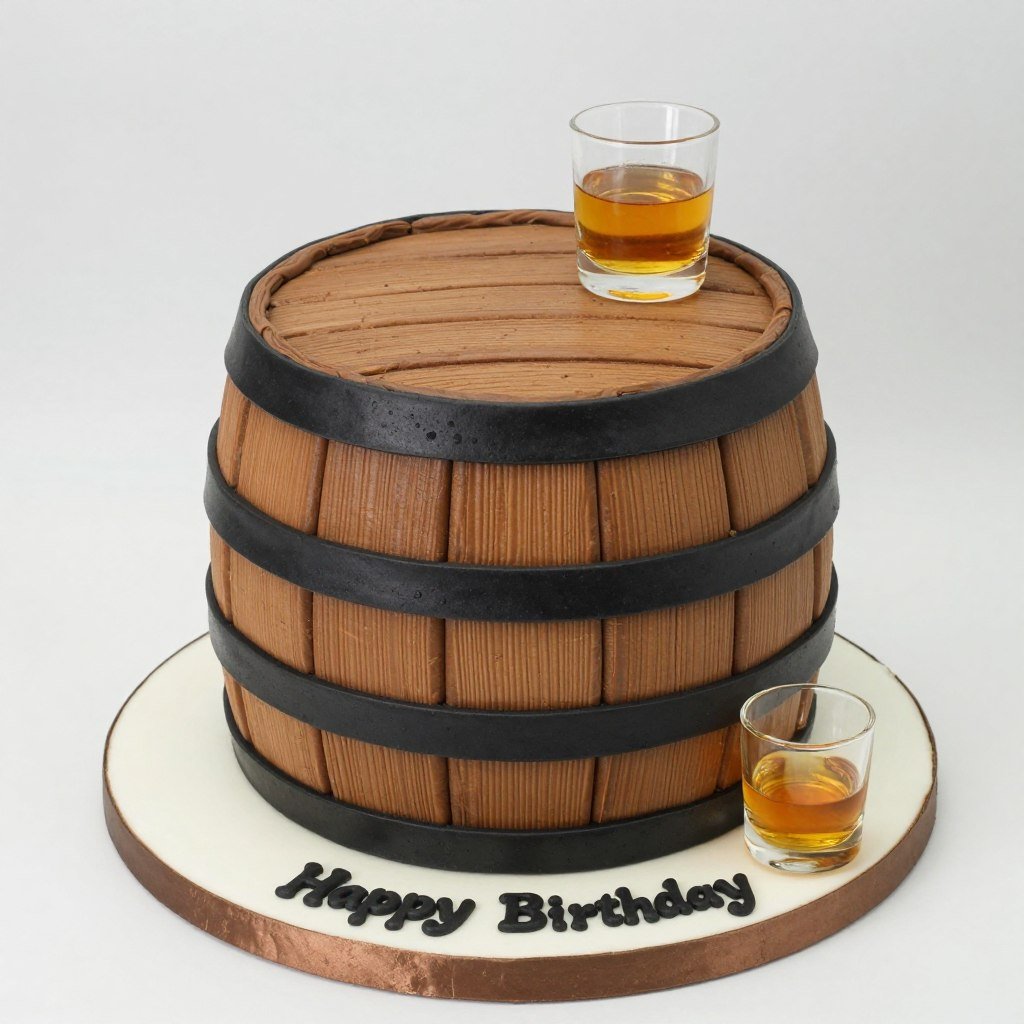 whiskey barrel cake design for 60th birthday celebration