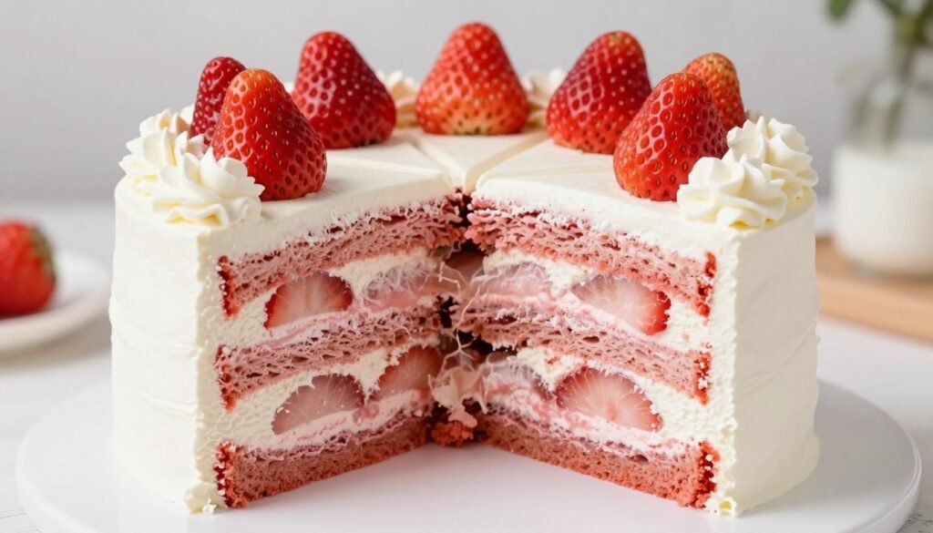 white cake cross section showing layers and filling white cake cross section showing layers and filling