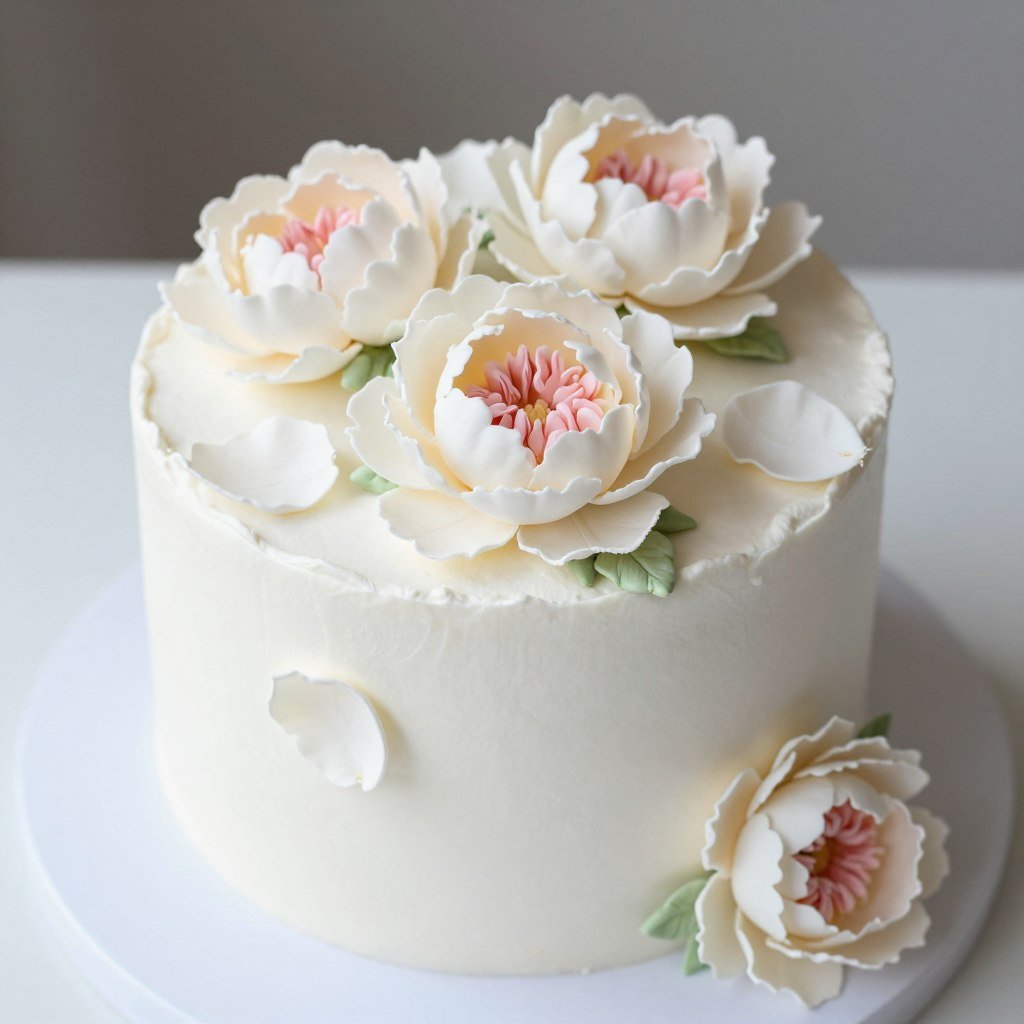 white cake with sugar peony flowers birthday design white cake with sugar peony flowers birthday design