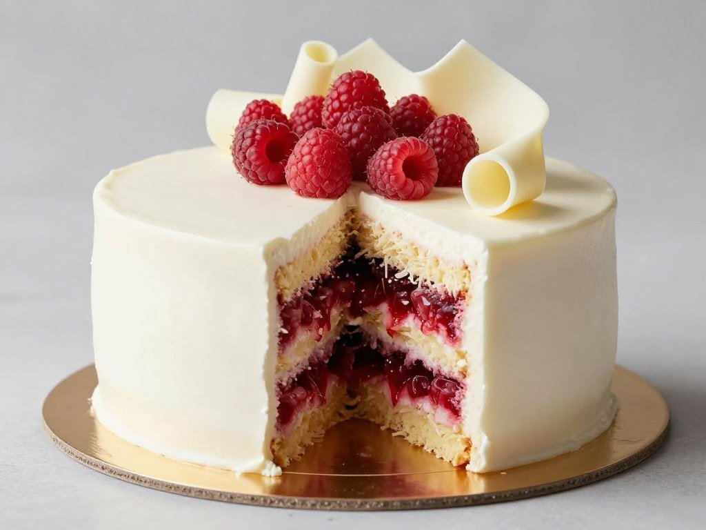 white chocolate and raspberry birthday cake combination