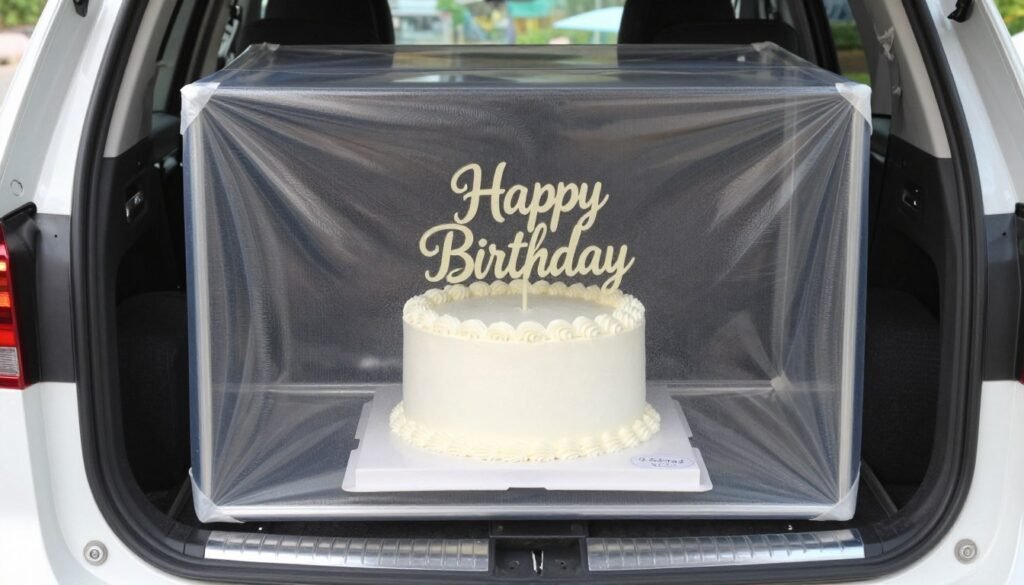 white coquette birthday cake secured for safe transportation white coquette birthday cake secured for safe transportation