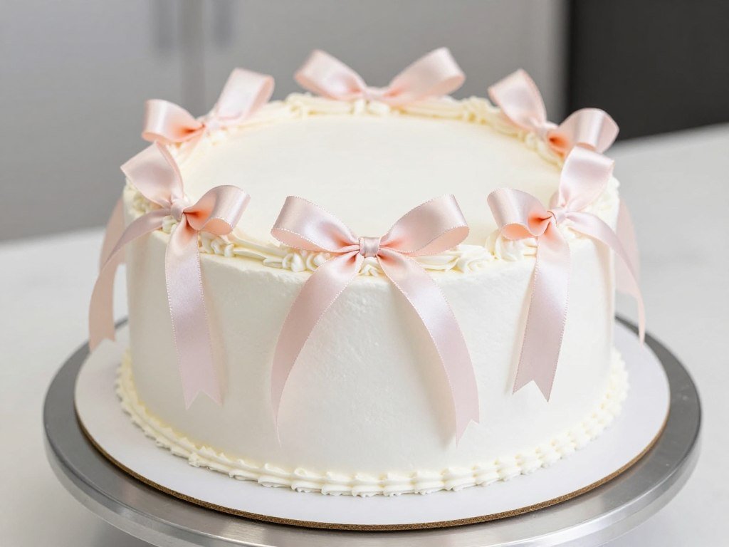 white coquette cake decorated with real satin ribbons as budget option white coquette cake decorated with real satin ribbons as budget option