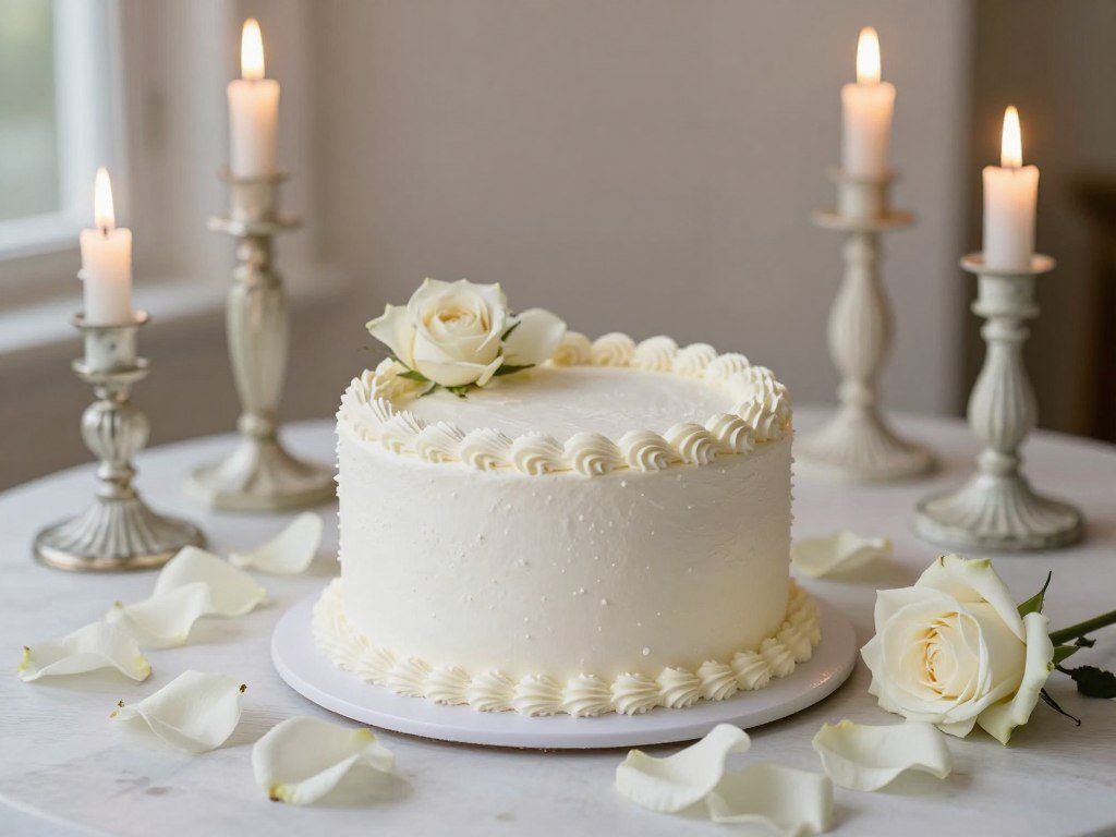 white coquette cake styling with rose petals and vintage candles white coquette cake styling with rose petals and vintage candles